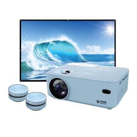 Core Innovations 810111502092 Home Theater Bundle With Projector 120 Inch Screen And Two Mini Bluetooth Wirel