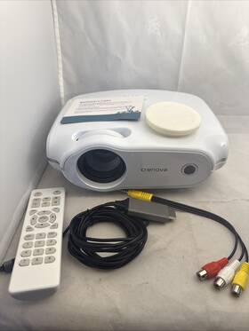 2019236163 Crenova White Compact Mini Led Projector Home Theater Hdmi Usb Vga Av Remote