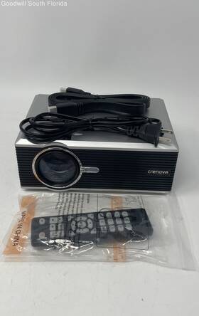 30203 Crenova Black Silver Mini Led Projector In Box With Accessories Not Tested