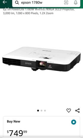 V11h795020-n Epson Powerlite 1780w Wxga 3 000 Lumens White Brightness Wireless 3lcd Portable