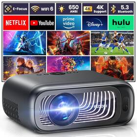 Fudoni 768649941947 Electric Focus/auto Keystone Projector With Wifi 6 And Bluetooth Dua