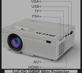 Jmp-16 Fullja Full Hd 1080p Led Mini Projector White Hdmi Vga Usb Tf Av Remote