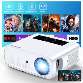 15000lux Groview 704219006531 Projector 490ansi Native 1080p Wifi Bluetooth 300ftft Vide