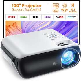 100ftscreen Happrun 313022769771 Projector Native 1080p Bluetooth With 9500l Portable Movie