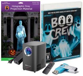 Holiscapes 810075838930 Usb Projector Kit - Atmosfx Boo Crew 5.5ft X 9ft Large Gray