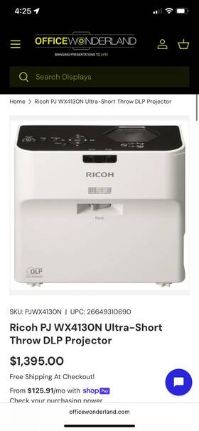 Wx4130n Ricoh Pj Ultra-short Throw Dlp Projector Wx4130n Ricoh Pj Ultra-short Throw Dlp Projector