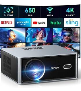 Sopyou 768649943620 Projector Wifi And Bluetooth Ansi Native 1080p 4k 450 Inch Movie Display - Ios Android Sopyou 768649943620 Projector Wifi And Bluetooth Ansi Native 1080p 4k 450 Inch Movie Display - Ios Android