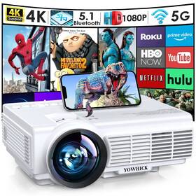 Yowhick 796520003361 Projector With 5g Wifi Bluetooth Native 1080p Outdoor Movie 4k Sup