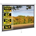 80" Manual Pull Down Projector Screen 3D Vivid Viewing Wall & Ceiling Mounted. Fixed Price $55.19.