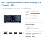 Nec Display NP-PX1005QL-B-18. Fixed Price $13500.00.