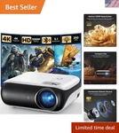 Compact Bluetooth Projector With 200-INCH Display Ideal For Movie Nights. Fixed Price $160.46.