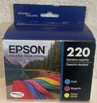 Epson - 220 Standard Capacity Color Ink Cartridges 3 Pack Brand New Sealed!. Fixed Price $9.95.