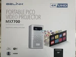 Belink MX7700 Smart Pico Video Projector, 3D 4K Uhd. Rechargeable Battery. Fixed Price $1050.00.