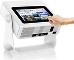 Smart Touchscreen Projector With Wifi 6 And Bluetooth Built-in Apps 4K Support. Fixed Price $447.67.