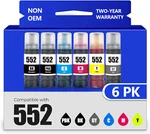6PK 552 Ink Bottles For Epson Ecotank ET-8550 ET-8500(BK/PBK/C/M/Y/GY). Fixed Price $33.12.