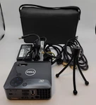 Used M115HD Dell Mobile Projector Black With Soft Case, Power Cable, Tripod. Fixed Price $207.00.