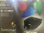 Luminar L700-4K Led Projector Black With Adjustable Ceiling Mount Tested. Fixed Price $49.95.