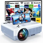 Projector With Wifi And Bluetooth, Fudoni Upgrade Native 1080P 1400.... Fixed Price $125.04.