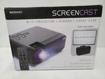 Merkury Screencast Wi-fi MI-P002B Projector + Screeen Carrying Case(loc BY12). Fixed Price $39.95.