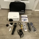 Bigasuo PRO302 Projector With Dvd Player 1080P W/ Extras (bag, Remote, Tripod..). Fixed Price $97.74.