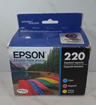Epson 220 Color Ink Cartridges Cyan, Magenta, Yellow Sealed Exp 12/2025. Fixed Price $9.68.