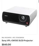 Sony VPL-EW130 3LCD Projector. Fixed Price $199.00.