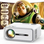 Vizony Mini Projector With Wifi And Bluetooth, 450ANSI 1080P Fhd Home Movie P.... Fixed Price $67.68.