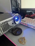 Optoma Dlp Desktop Home Theater Projector Silver W/ Remote, Case, Vga Cable. Fixed Price $99.99.